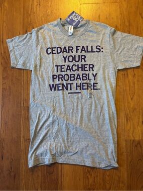 Graphic Tee - Gray with Purple Print
